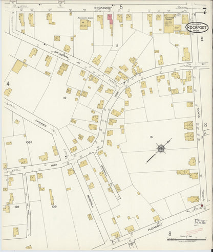 Sanborn Fire Insurance Map from Rockport, Essex County, Massachusetts (1917), Sheet #0007 - Historic Sanborn Fire Insurance Map Print, vintage old map wall art, antique decor, genealogy gift, Massachusetts Massachusetts map