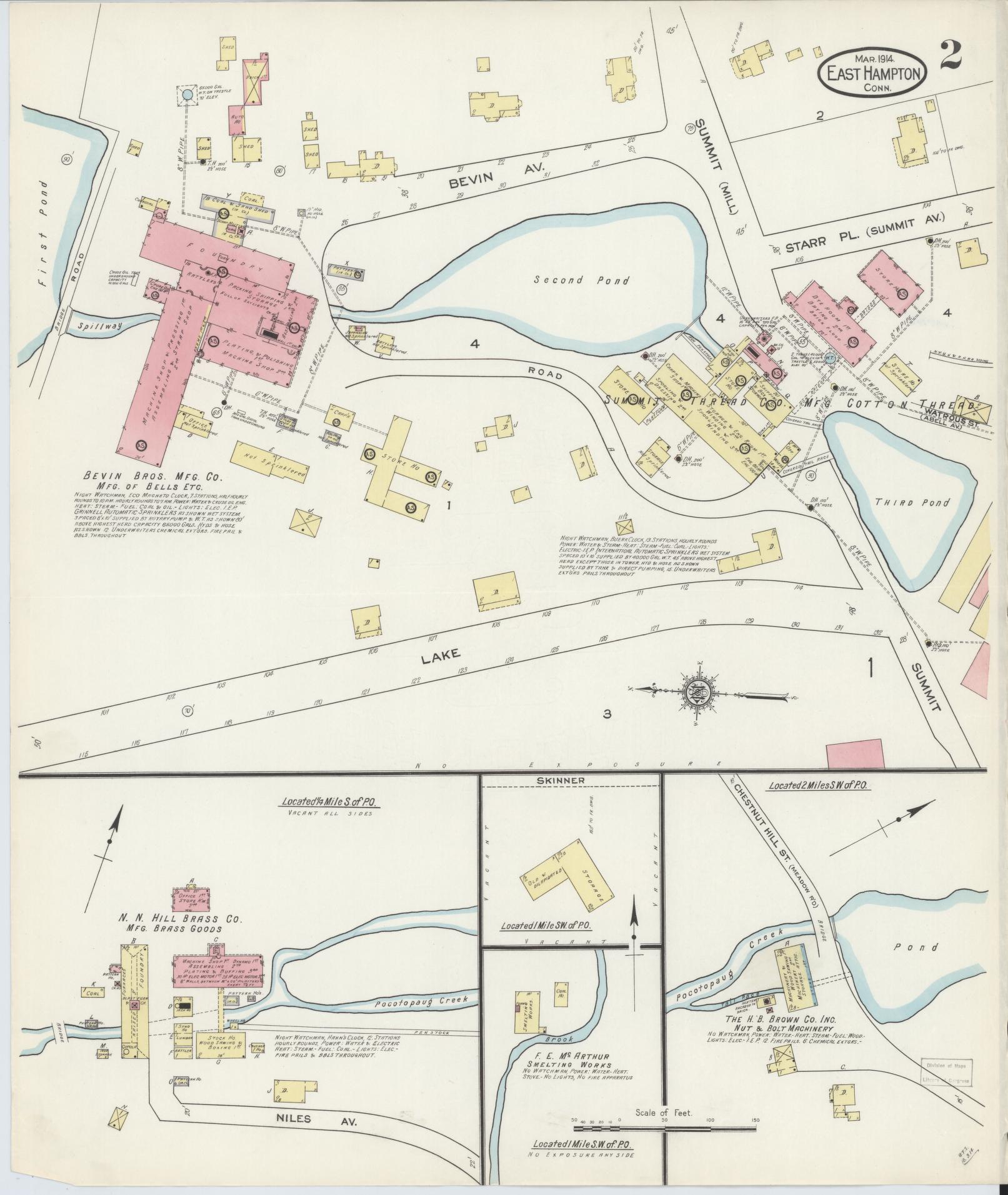 Sanborn Fire Insurance Map from East Hampton, Middlesex County, Connecticut (1914), Sheet #0002 - Complete Map Set gallery image, historic Sanborn map, vintage wall art, Connecticut Connecticut