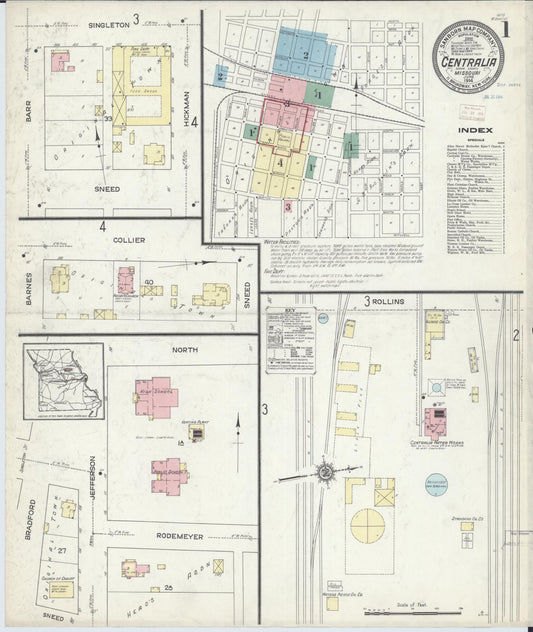 Sanborn Fire Insurance Map from Centralia, Boone County, Missouri. (1914) – Historic Sanborn Fire Insurance Map Print