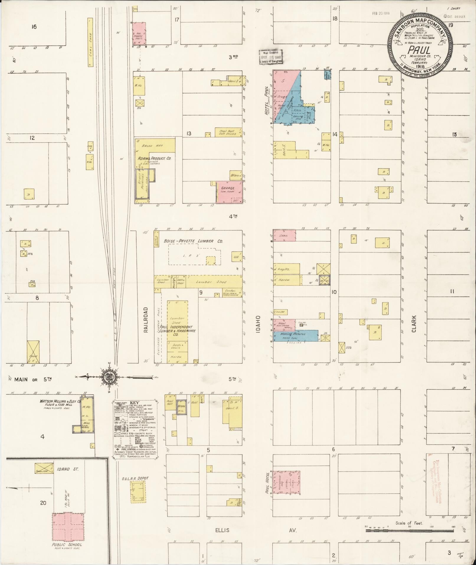 Sanborn Fire Insurance Map from Paul, Minidoka County, Idaho (1918), Sheet #0001 - Historic Sanborn Fire Insurance Map Print, vintage old map wall art, antique decor, genealogy gift, Idaho Idaho map