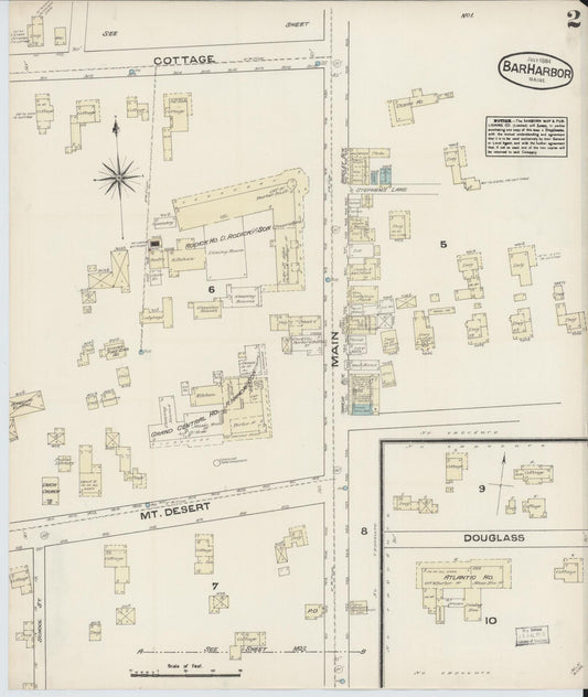 Sanborn Fire Insurance Map from Bar Harbor, Hancock County, Maine (1884), Sheet #0002 - Historic Sanborn Fire Insurance Map Print, vintage old map wall art, antique decor, genealogy gift, Maine Maine map