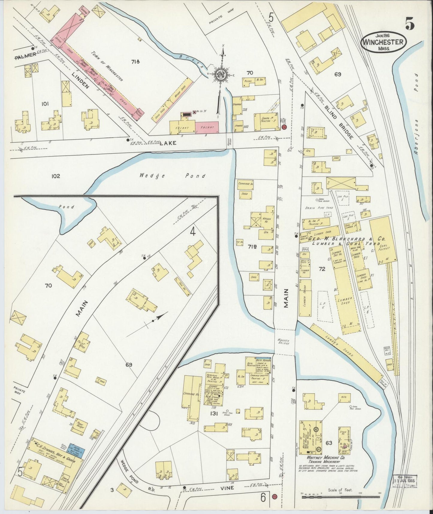 Sanborn Fire Insurance Map from Winchester, Middlesex County, Massachusetts (1916), Sheet #0005 - Complete Map Set gallery image, historic Sanborn map, vintage wall art, Massachusetts Massachusetts