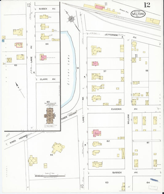 Sanborn Fire Insurance Map from Milford, Kent And Sussex Counties, Delaware (1919), Sheet #0012 - Historic Sanborn Fire Insurance Map Print, vintage old map wall art, antique decor, genealogy gift, Delaware Delaware map