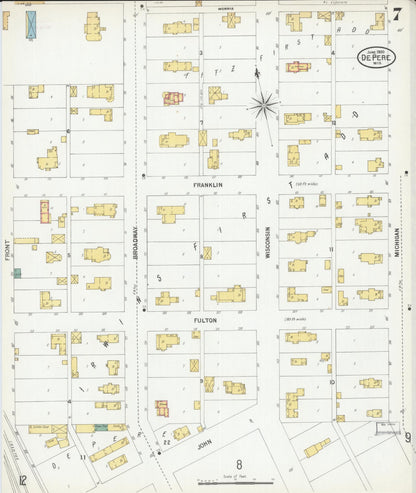 Sanborn Fire Insurance Map from De Pere, Brown County, Wisconsin (1900), Sheet #0007 - Complete Map Set gallery image, historic Sanborn map, vintage wall art, Wisconsin Wisconsin