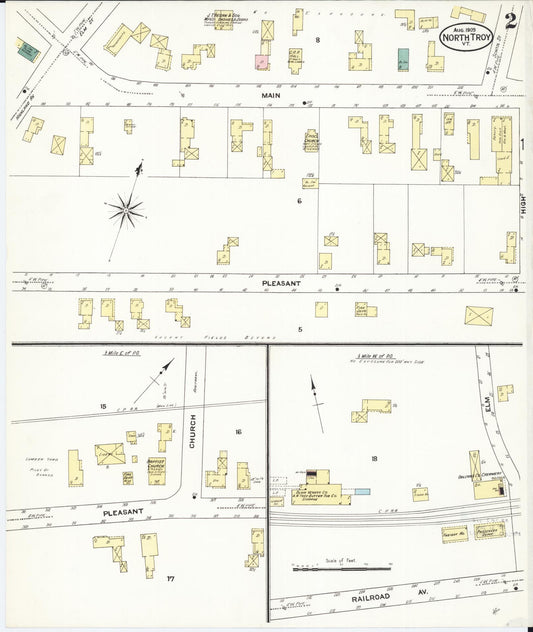 Sanborn Fire Insurance Map from North Troy, Orleans County, Vermont (1909), Sheet #0002 - Historic Sanborn Fire Insurance Map Print, vintage old map wall art, antique decor, genealogy gift, Vermont Vermont map