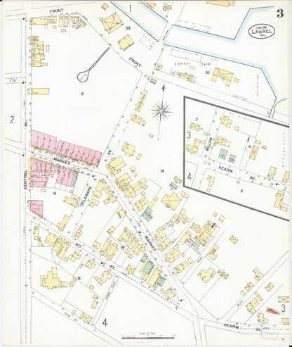 Sanborn Fire Insurance Map from Laurel, Sussex County, Delaware (1901), Sheet #0003 - Complete Map Set gallery image, historic Sanborn map, vintage wall art, Delaware Delaware