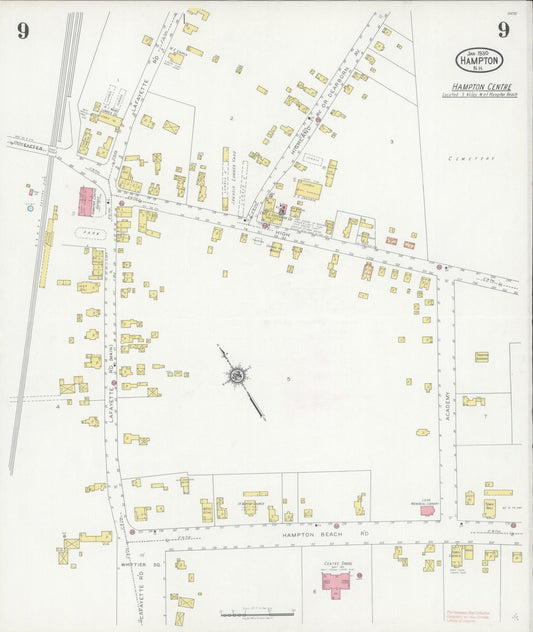 Sanborn Fire Insurance Map from Hampton, Rockingham County, New Hampshire (1930), Sheet #0009 - Historic Sanborn Fire Insurance Map Print, vintage old map wall art, antique decor, genealogy gift, New Hampshire New Hampshire map