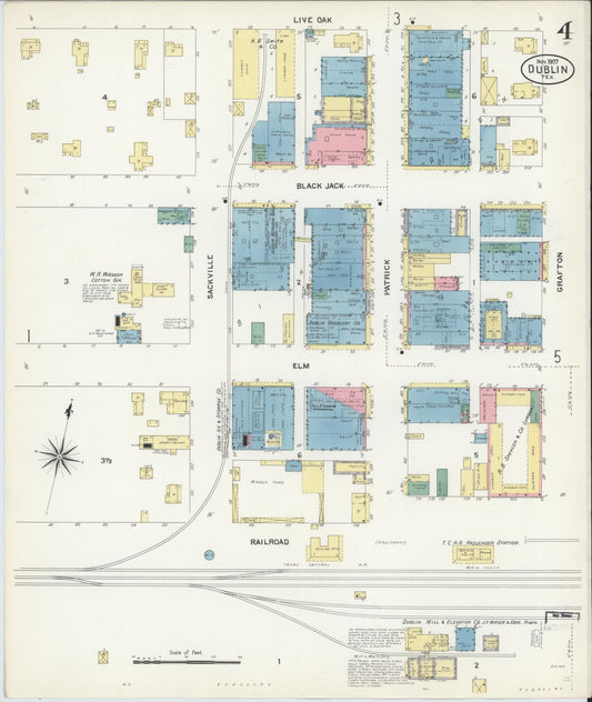 Sanborn Fire Insurance Map from Dublin, Erath County, Texas (1907), Sheet #0004 - Historic Sanborn Fire Insurance Map Print, vintage old map wall art, antique decor, genealogy gift, Texas Texas map
