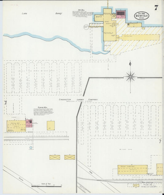 Sanborn Fire Insurance Map from Bemidji, Beltrami County, Minnesota (1904), Sheet #0007 - Historic Sanborn Fire Insurance Map Print, vintage old map wall art, antique decor, genealogy gift, Minnesota Minnesota map