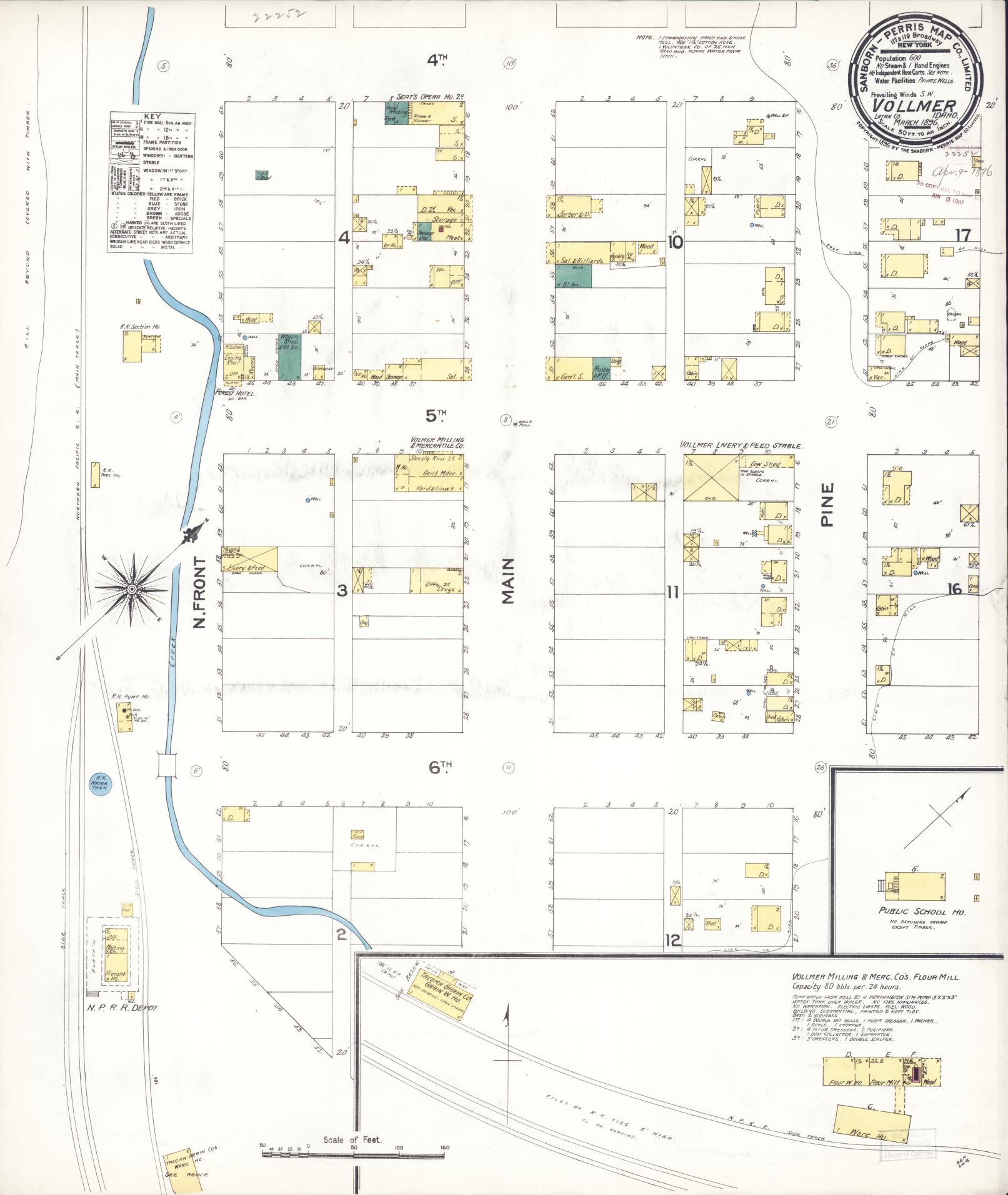 Sanborn Fire Insurance Map from Vollmer, Latab County, Idaho (1896), Sheet #0001 - Historic Sanborn Fire Insurance Map Print, vintage old map wall art, antique decor, genealogy gift, Idaho Idaho map