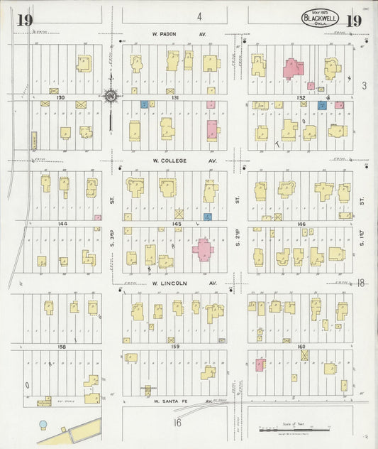 Sanborn Fire Insurance Map from Blackwell, Kay County, Oklahoma (1925), Sheet #0019 - Historic Sanborn Fire Insurance Map Print, vintage old map wall art, antique decor, genealogy gift, Oklahoma Oklahoma map