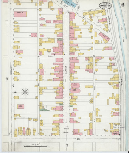Sanborn Fire Insurance Map from Marietta, Lancaster County, Pennsylvania (1899), Sheet #0006 - Historic Sanborn Fire Insurance Map Print, vintage old map wall art, antique decor, genealogy gift, Pennsylvania Pennsylvania map