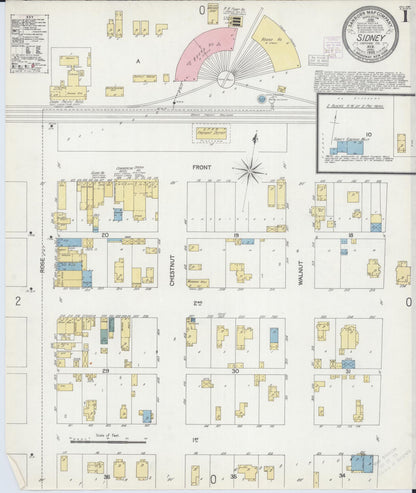 Sanborn Fire Insurance Map from Sidney, Cheyenne County, Nebraska (1903), Sheet #0001 - Complete Map Set gallery image, historic Sanborn map, vintage wall art, Nebraska Nebraska