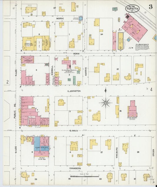 Sanborn Fire Insurance Map from Forsyth, Monroe County, Georgia (1905), Sheet #0003 - Historic Sanborn Fire Insurance Map Print, vintage old map wall art, antique decor, genealogy gift, Georgia Georgia map