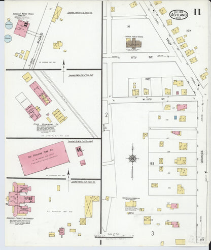 Sanborn Fire Insurance Map from Ashland, Ashland County, Ohio (1919), Sheet #0011 - Historic Sanborn Fire Insurance Map Print, vintage old map wall art, antique decor, genealogy gift, Ohio Ohio map