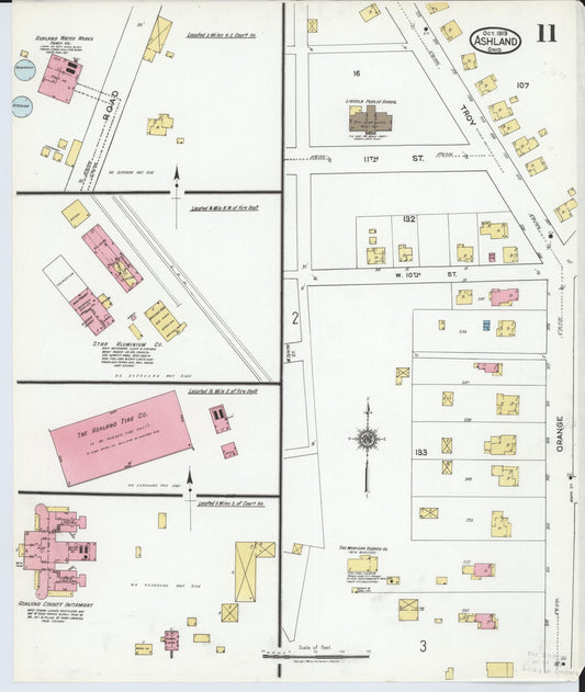 Sanborn Fire Insurance Map from Ashland, Ashland County, Ohio (1919), Sheet #0011 - Historic Sanborn Fire Insurance Map Print, vintage old map wall art, antique decor, genealogy gift, Ohio Ohio map