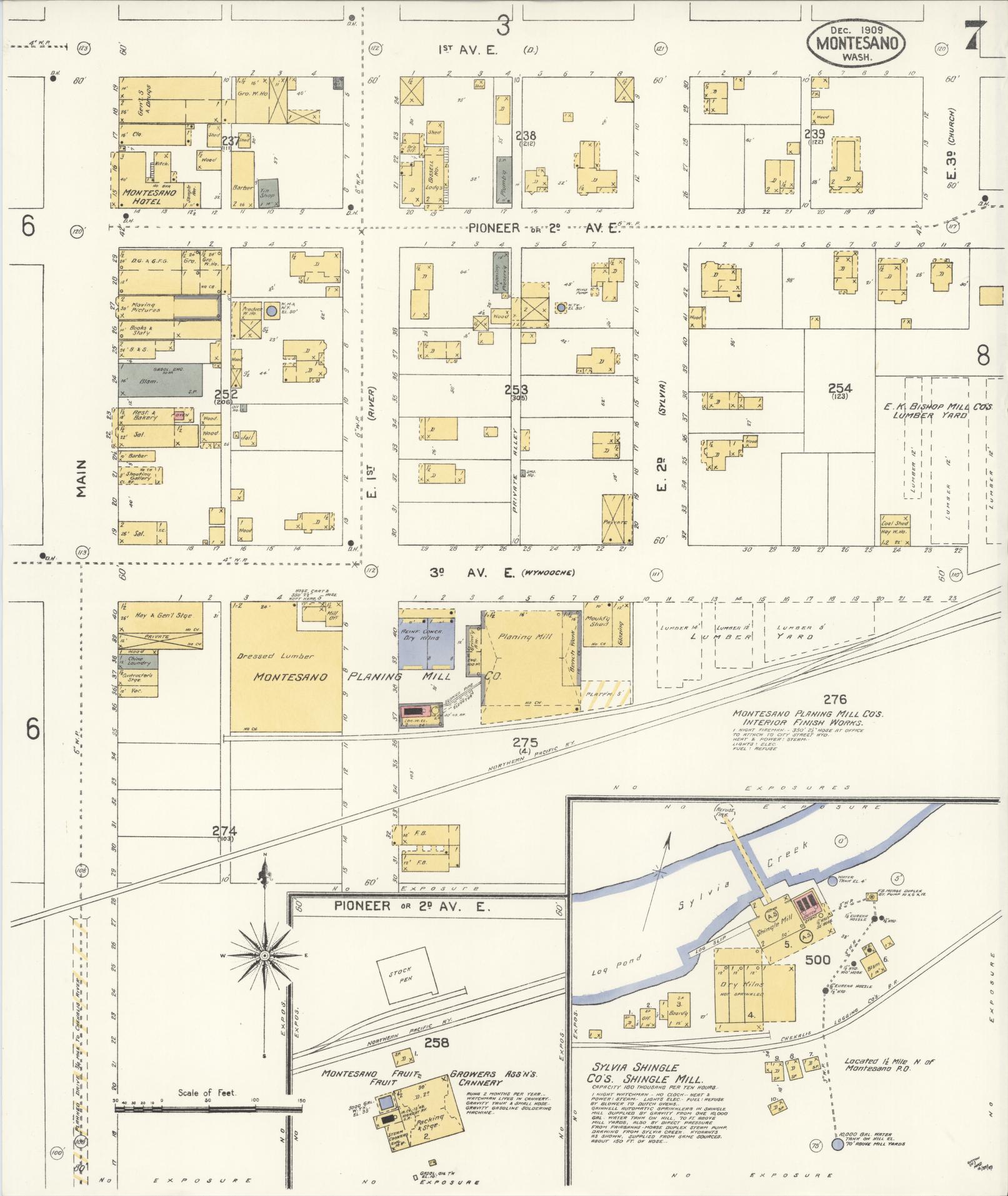 Sanborn Fire Insurance Map from Montesano, Grays Harbor County, Washington (1909), Sheet #0007 - Complete Map Set gallery image, historic Sanborn map, vintage wall art, Washington Washington