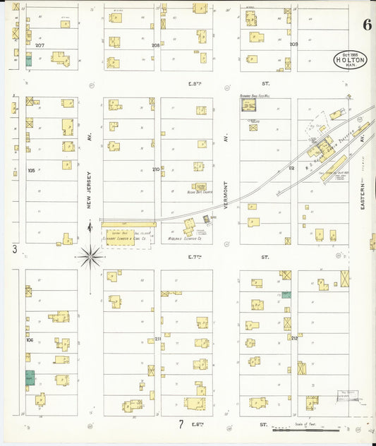 Sanborn Fire Insurance Map from Holton, Jackson County, Kansas (1905), Sheet #0006 - Historic Sanborn Fire Insurance Map Print, vintage old map wall art, antique decor, genealogy gift, Kansas Kansas map