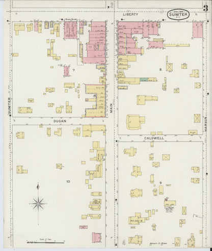 Sanborn Fire Insurance Map from Sumter, Sumter County, South Carolina (1894), Sheet #0003 - Complete Map Set gallery image, historic Sanborn map, vintage wall art, South Carolina South Carolina