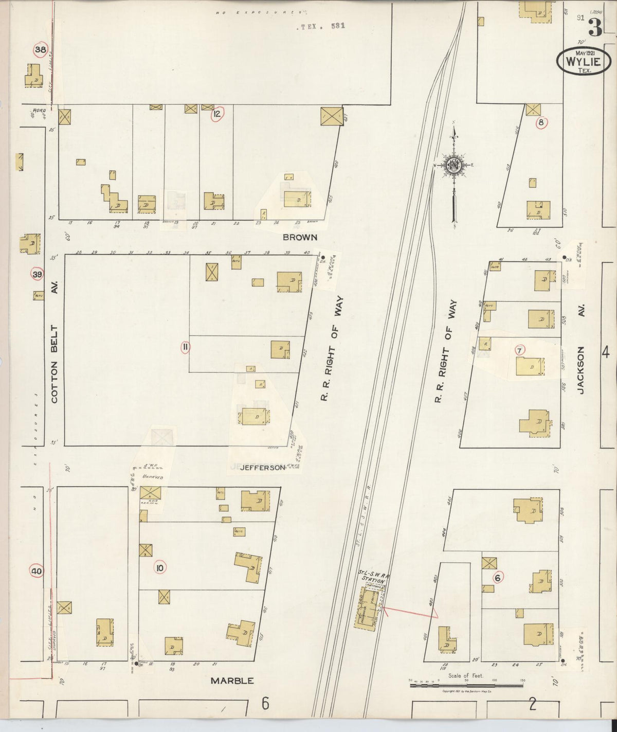 Sanborn Fire Insurance Map from Wylie, Collin County, Texas (1934), Sheet #0003 - Complete Map Set gallery image, historic Sanborn map, vintage wall art, Texas Texas