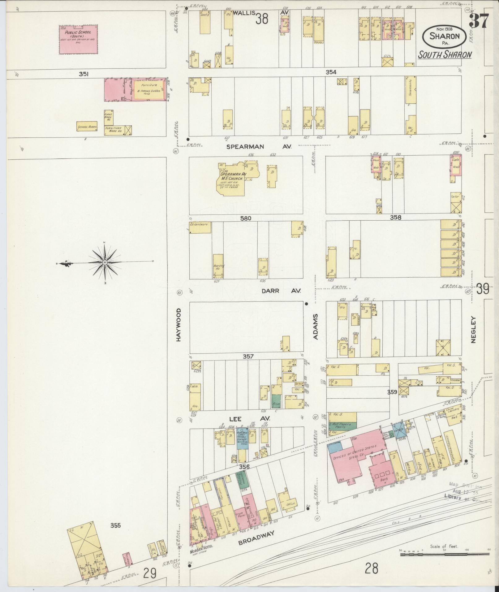 Sanborn Fire Insurance Map from Sharon, Mercer County, Pennsylvania (1908), Sheet #0037 - Complete Map Set gallery image, historic Sanborn map, vintage wall art, Pennsylvania Pennsylvania