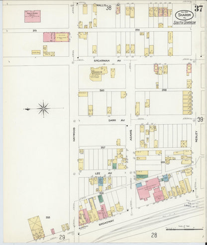 Sanborn Fire Insurance Map from Sharon, Mercer County, Pennsylvania (1908), Sheet #0037 - Complete Map Set gallery image, historic Sanborn map, vintage wall art, Pennsylvania Pennsylvania