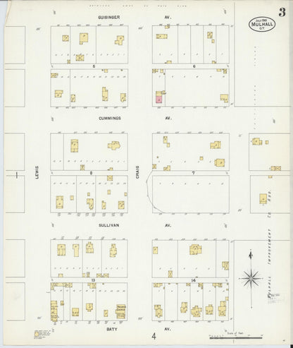 Sanborn Fire Insurance Map from Mulhall, Logan County, Oklahoma (1901), Sheet #0003 - Complete Map Set gallery image, historic Sanborn map, vintage wall art, Oklahoma Oklahoma