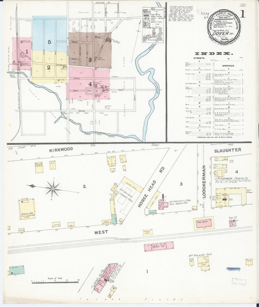 Sanborn Fire Insurance Map from Dover, Kent County, Delaware (1891), Sheet #0001 - Complete Map Set gallery image, historic Sanborn map, vintage wall art, Delaware Delaware