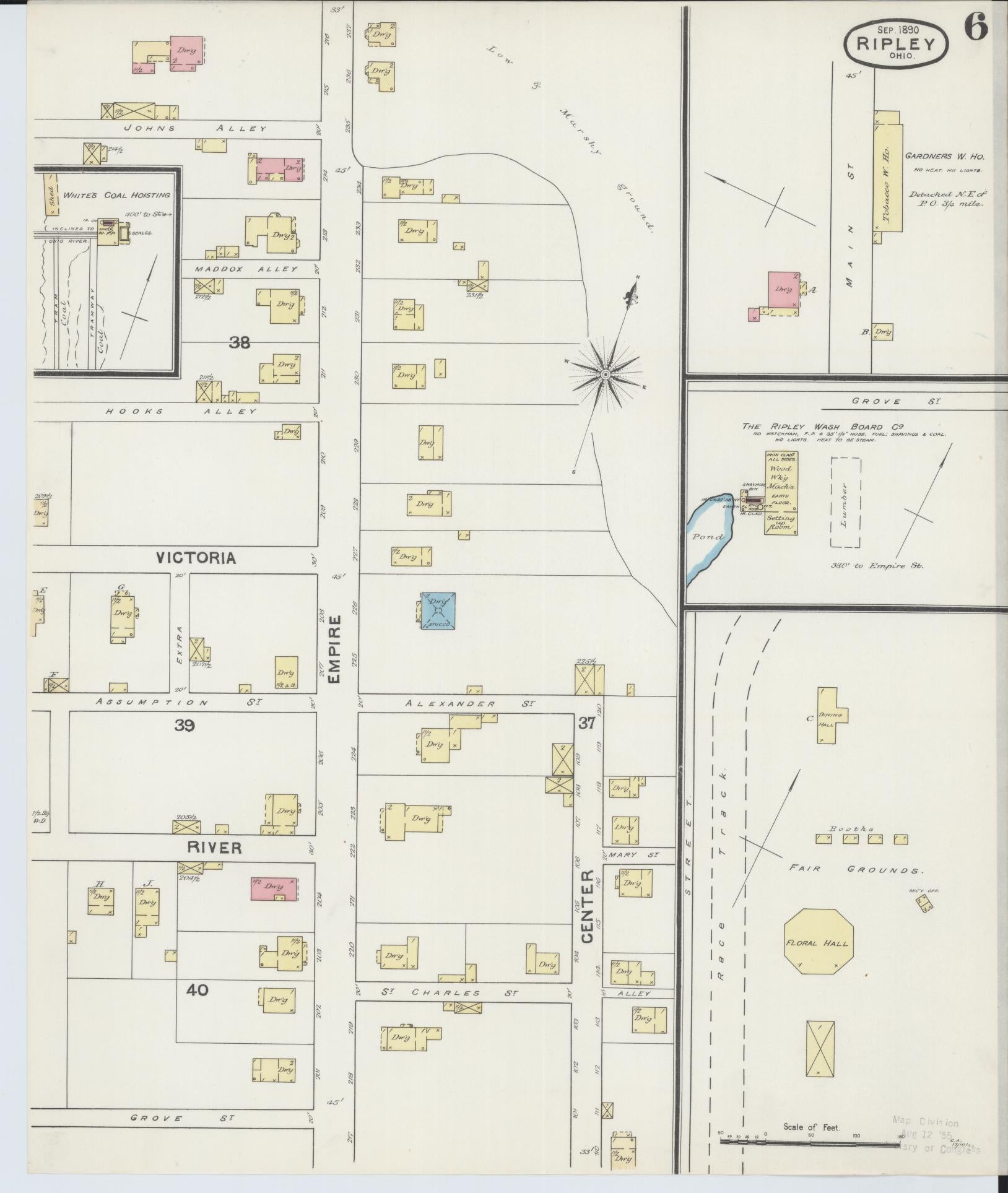 Sanborn Fire Insurance Map from Ripley, Brown County, Ohio (1890), Sheet #0006 - Complete Map Set gallery image, historic Sanborn map, vintage wall art, Ohio Ohio