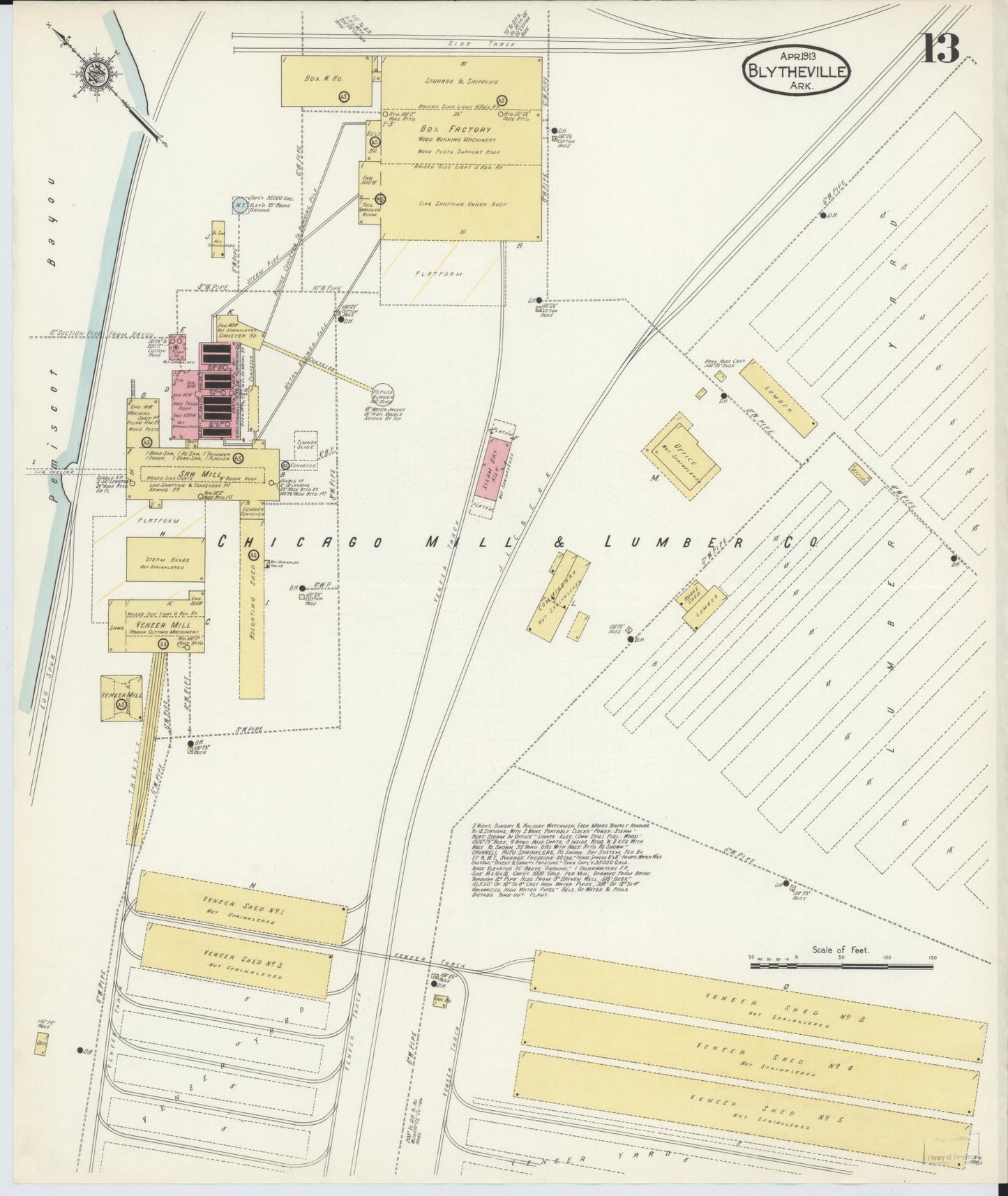 Sanborn Fire Insurance Map from Blytheville, Mississippi County, Arkansas (1913), Sheet #0013 - Complete Map Set gallery image, historic Sanborn map, vintage wall art, Arkansas Arkansas