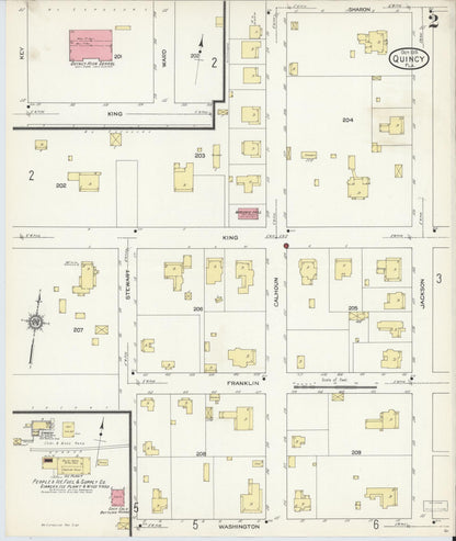 Sanborn Fire Insurance Map from Quincy, Gadsden County, Florida (1913), Sheet #0002 - Historic Sanborn Fire Insurance Map Print, vintage old map wall art, antique decor, genealogy gift, Florida Florida map