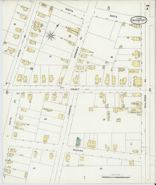 Sanborn Fire Insurance Map from Greenport, Suffolk County, New York (1897), Sheet #0007 - Historic Sanborn Fire Insurance Map Print, vintage old map wall art, antique decor, genealogy gift, New York New York map