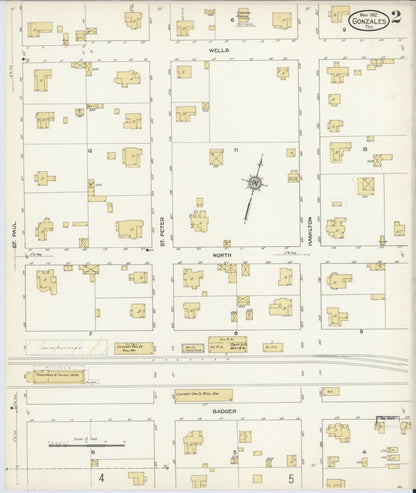 Sanborn Fire Insurance Map from Gonzales, Gonzales County, Texas (1912), Sheet #0002 - Complete Map Set gallery image, historic Sanborn map, vintage wall art, Texas Texas