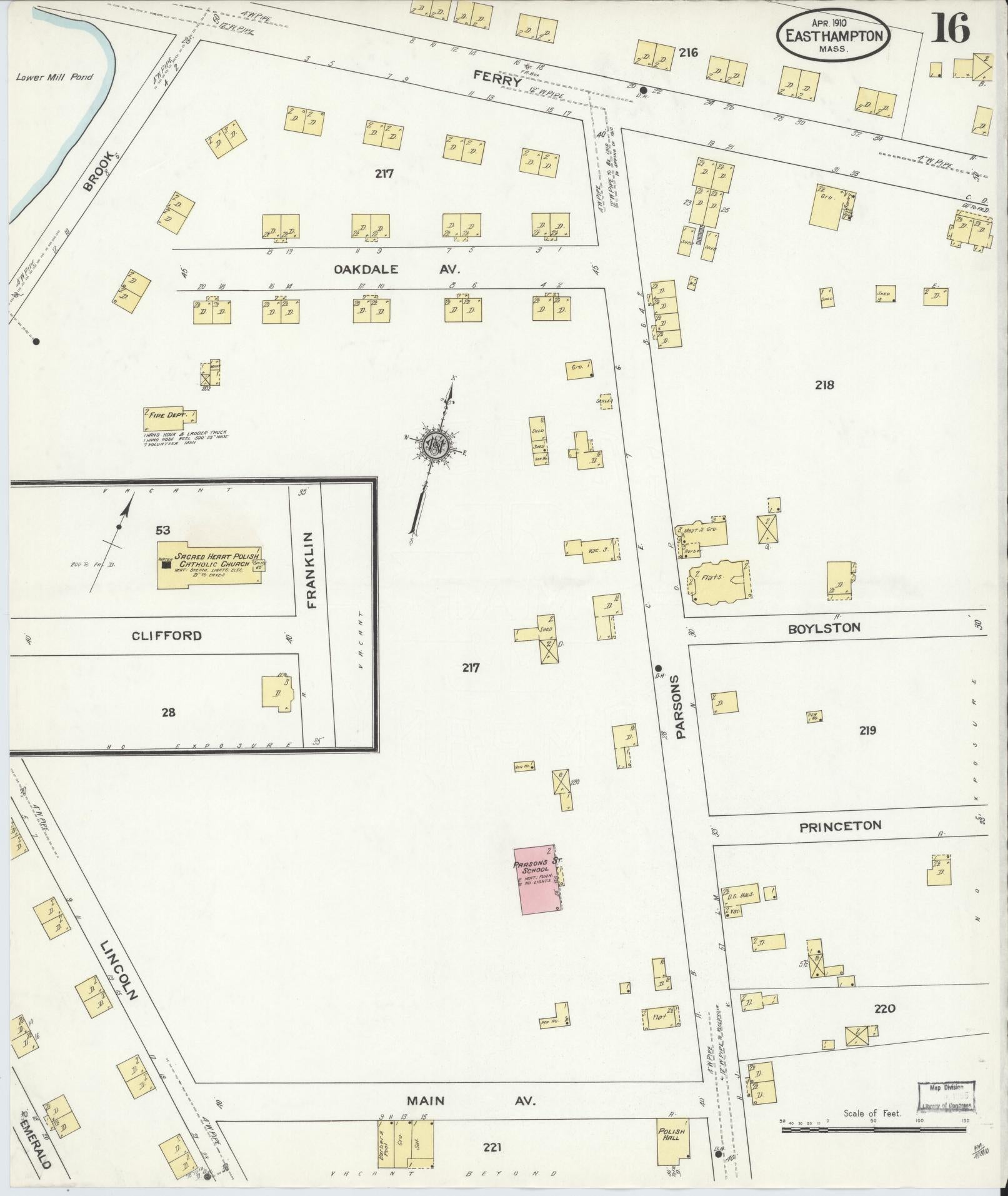 Sanborn Fire Insurance Map from East Hampton, Hampshire County, Massachusetts (1910), Sheet #0016 - Complete Map Set gallery image, historic Sanborn map, vintage wall art, Massachusetts Massachusetts