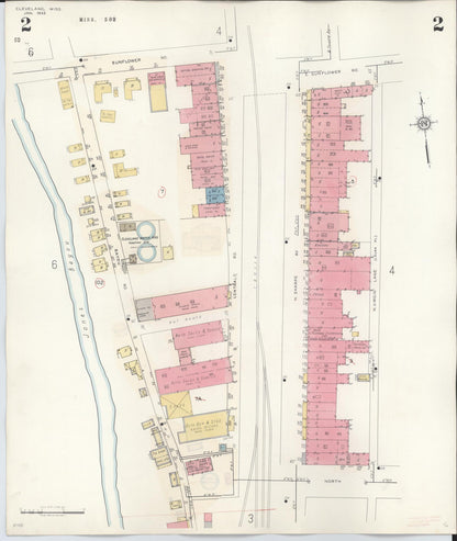 Sanborn Fire Insurance Map from Cleveland, Bolivar County, Mississippi (1941), Sheet #0002 - Complete Map Set gallery image, historic Sanborn map, vintage wall art, Mississippi Mississippi