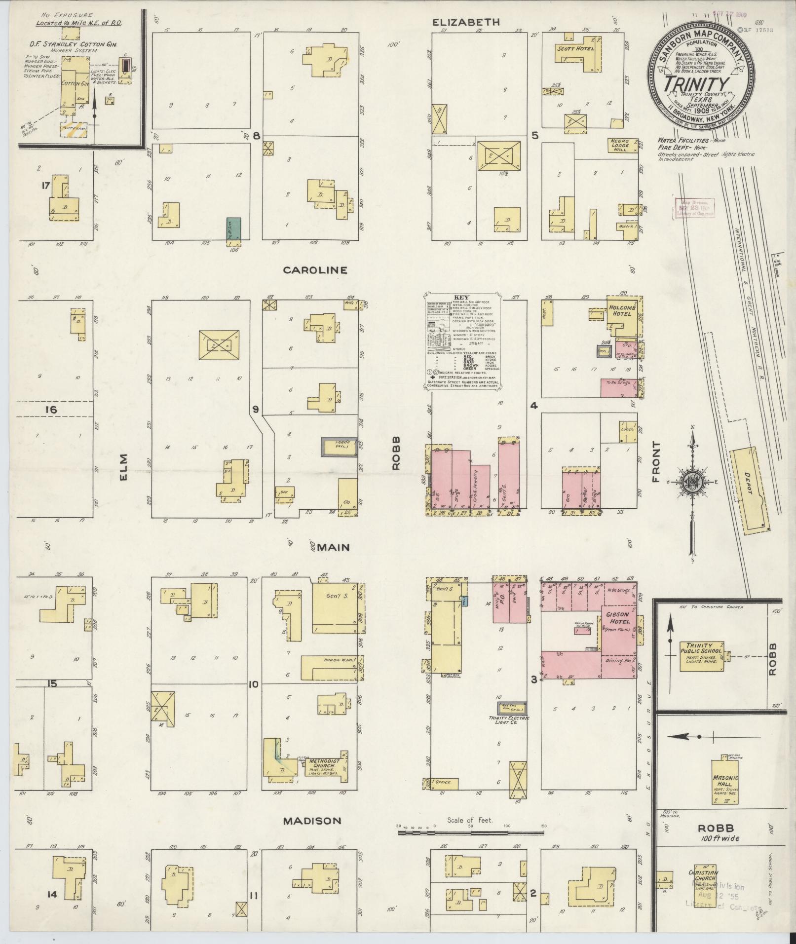 Sanborn Fire Insurance Map from Trinity, Trinity County, Texas. (1909) – Historic Sanborn Fire Insurance Map Print