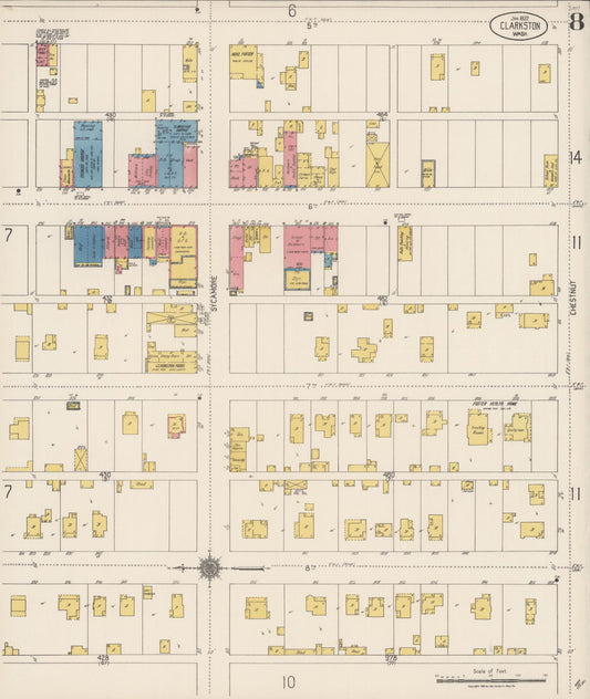 Sanborn Fire Insurance Map from Clarkston, Asotin County, Washington (1922), Sheet #0008 - Historic Sanborn Fire Insurance Map Print, vintage old map wall art, antique decor, genealogy gift, Washington Washington map