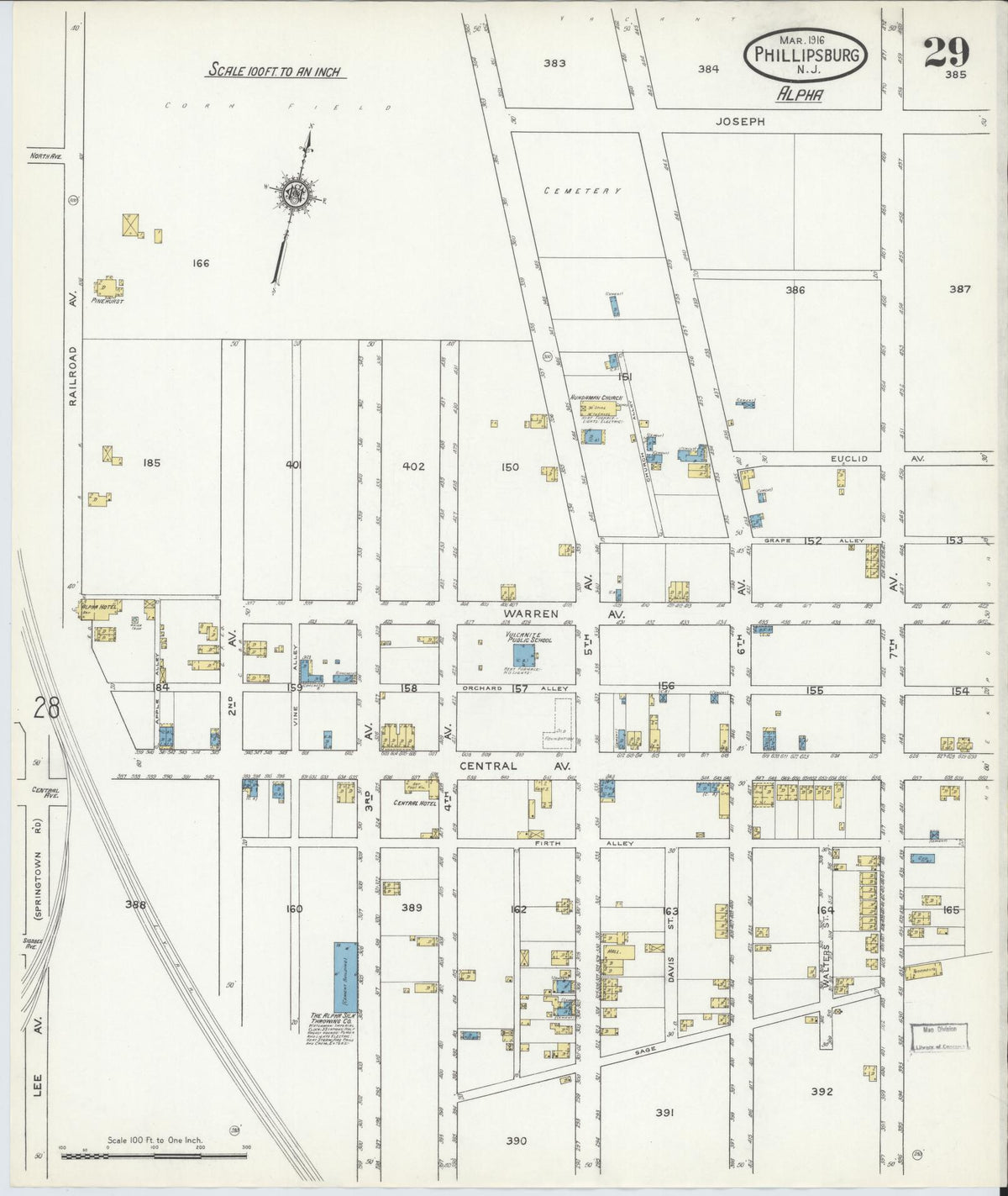 Sanborn Fire Insurance Map from Phillipsburg, Warren County, New Jersey (1916), Sheet #0029 - Complete Map Set gallery image, historic Sanborn map, vintage wall art, New Jersey New Jersey
