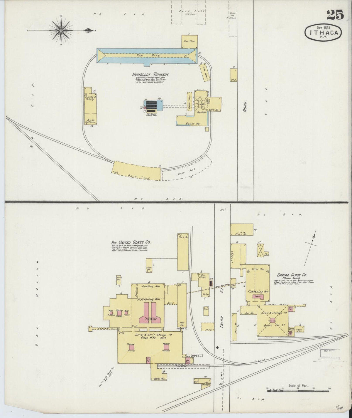 Sanborn Fire Insurance Map from Ithaca, Tompkins County, New York (1893), Sheet #0025 - Historic Sanborn Fire Insurance Map Print, vintage old map wall art, antique decor, genealogy gift, New York New York map