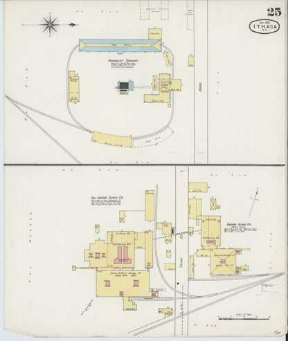 Sanborn Fire Insurance Map from Ithaca, Tompkins County, New York (1893), Sheet #0025 - Historic Sanborn Fire Insurance Map Print, vintage old map wall art, antique decor, genealogy gift, New York New York map