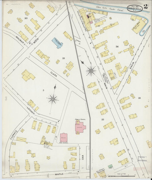 Sanborn Fire Insurance Map from Sandy Hill, Washington County, New York (1895), Sheet #0002 - Historic Sanborn Fire Insurance Map Print, vintage old map wall art, antique decor, genealogy gift, New York New York map