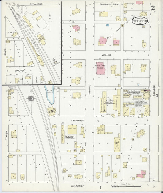 Sanborn Fire Insurance Map from Greenfield, Greene County, Illinois (1914), Sheet #0002 - Historic Sanborn Fire Insurance Map Print, vintage old map wall art, antique decor, genealogy gift, Illinois Illinois map