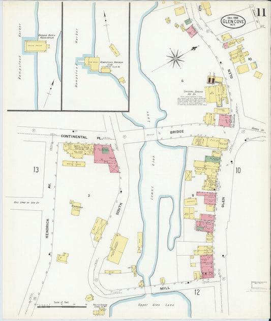 Sanborn Fire Insurance Map from Glen Cove, Nassau County, New York (1908), Sheet #0011 - Historic Sanborn Fire Insurance Map Print, vintage old map wall art, antique decor, genealogy gift, New York New York map