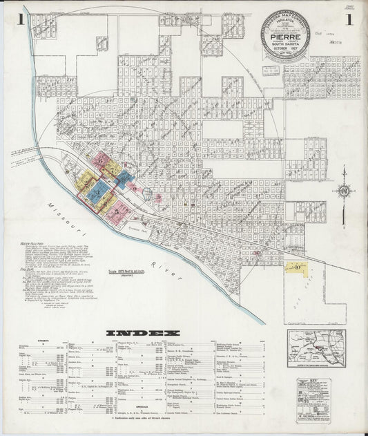 Sanborn Fire Insurance Map from Pierre, Hughes County, South Dakota. (1927) – Historic Sanborn Fire Insurance Map Print