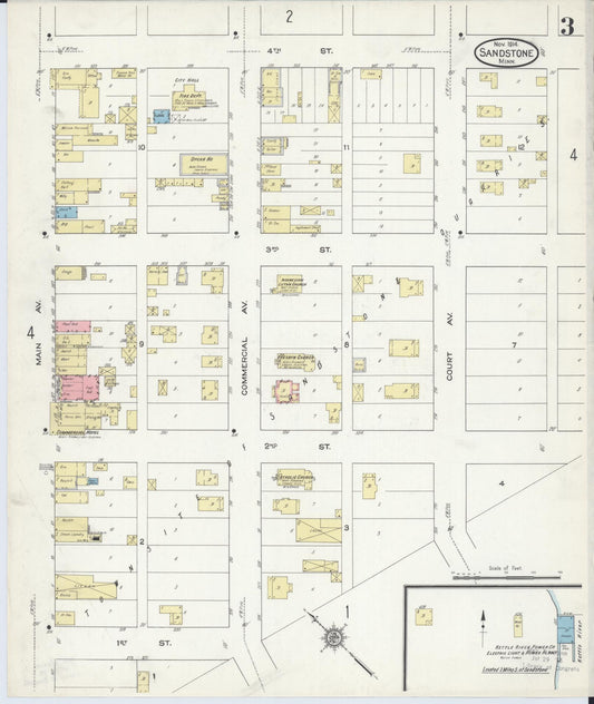Sanborn Fire Insurance Map from Sandstone, Pine County, Minnesota (1914), Sheet #0003 - Historic Sanborn Fire Insurance Map Print, vintage old map wall art, antique decor, genealogy gift, Minnesota Minnesota map