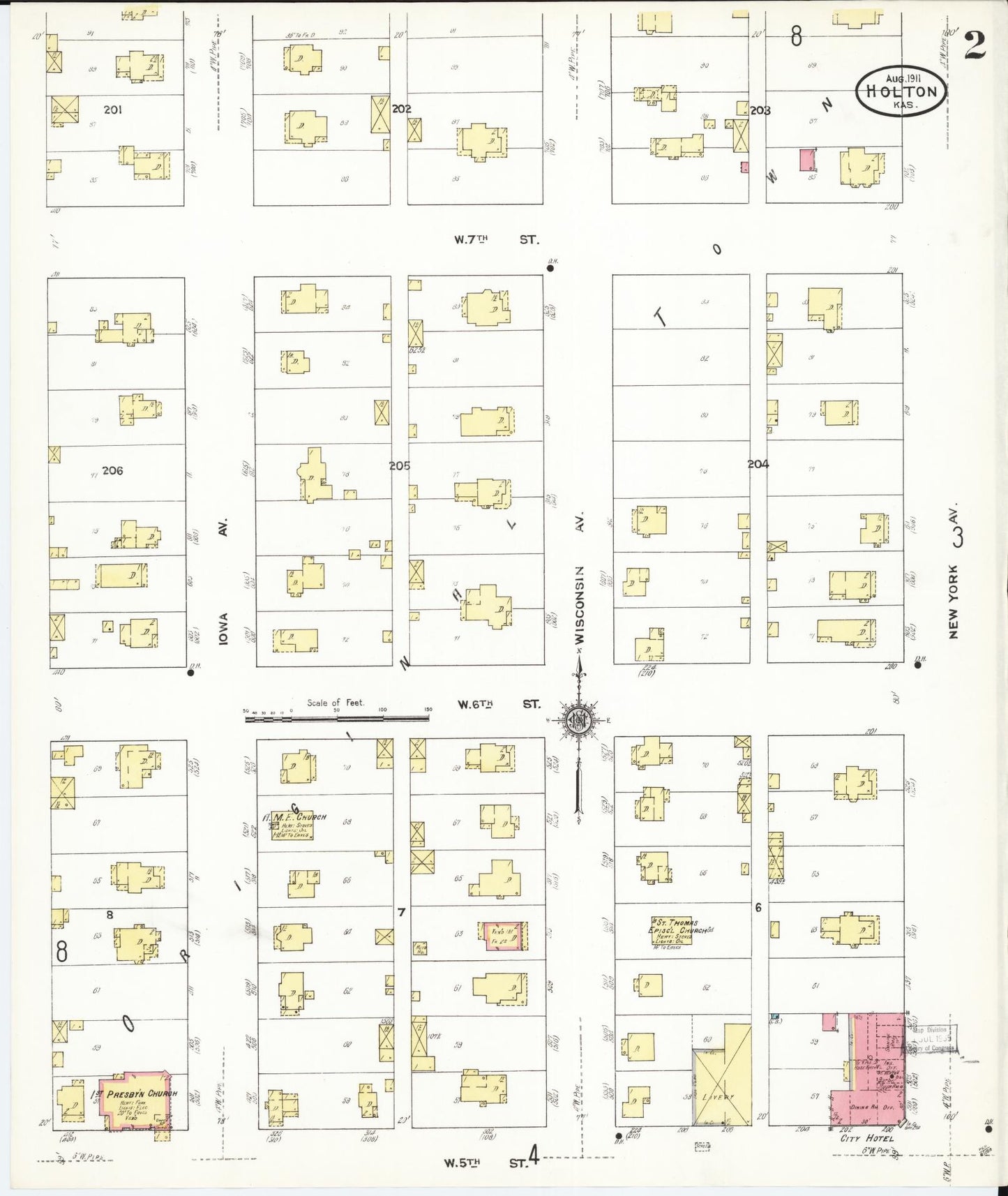 Sanborn Fire Insurance Map from Holton, Jackson County, Kansas (1911), Sheet #0002 - Complete Map Set gallery image, historic Sanborn map, vintage wall art, Kansas Kansas