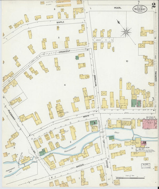 Sanborn Fire Insurance Map from Norway, Oxford County, Maine (1901), Sheet #0002 - Historic Sanborn Fire Insurance Map Print, vintage old map wall art, antique decor, genealogy gift, Maine Maine map