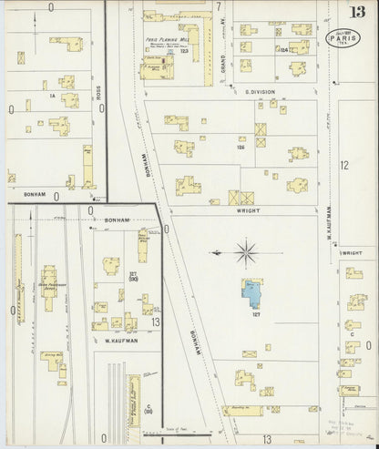 Sanborn Fire Insurance Map from Paris, Lamar County, Texas (1897), Sheet #0013 - Complete Map Set gallery image, historic Sanborn map, vintage wall art, Texas Texas