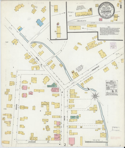 Sanborn Fire Insurance Map from Schoharie, Schoharie County, New York (1904), Sheet #0001 - Historic Sanborn Fire Insurance Map Print, vintage old map wall art, antique decor, genealogy gift, New York New York map