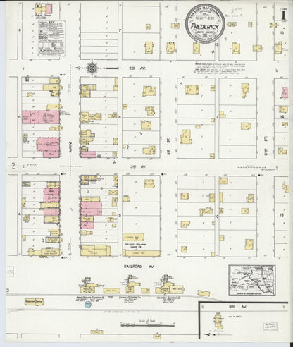 Sanborn Fire Insurance Map from Frederick, Brown County, South Dakota (1921), Sheet #0001 - Complete Map Set gallery image, historic Sanborn map, vintage wall art, South Dakota South Dakota